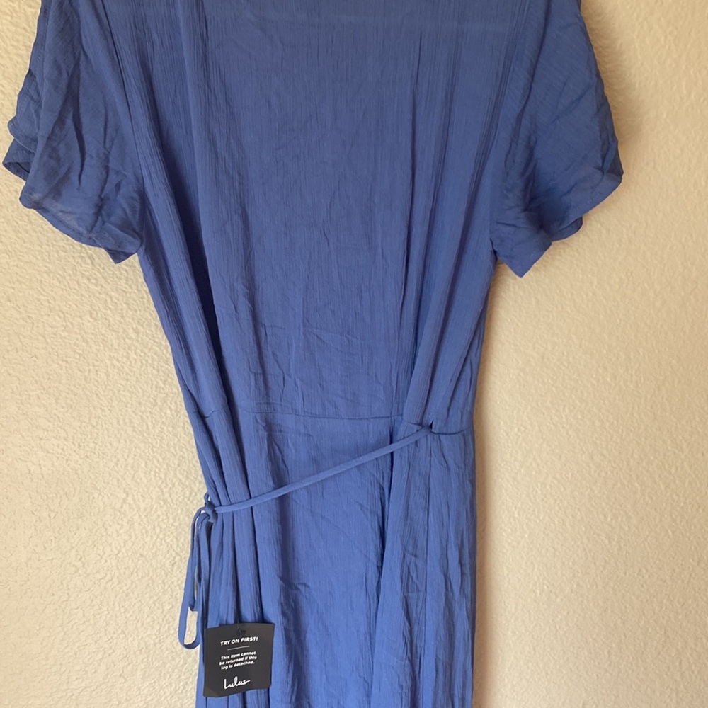 Lulu’s Denim Blue Wrap Maxi Dress - Picture 7 of 9